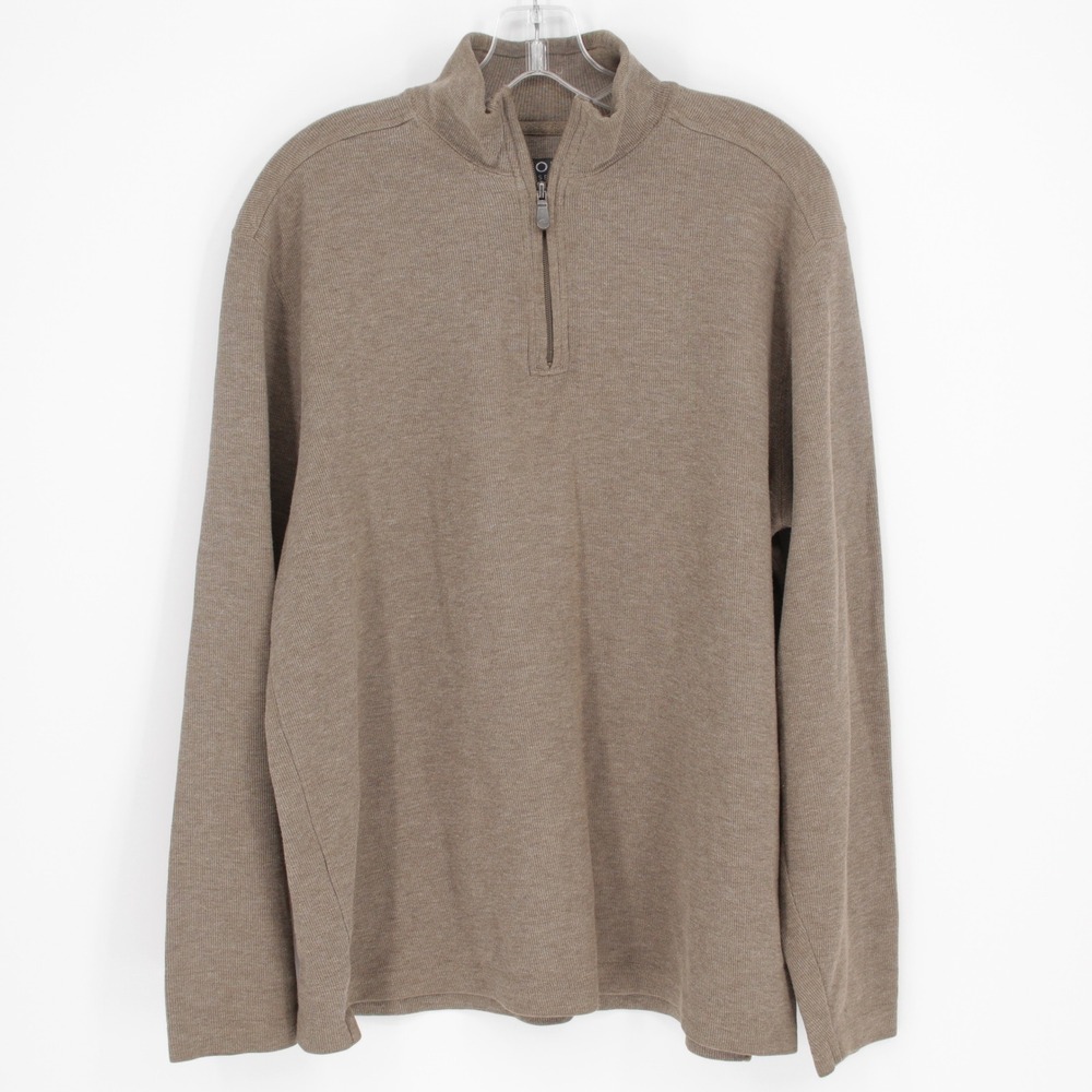 Joseph Abboud Men's Brown Quarter Zip Ribbed Knit Pullover Sweater Size Large